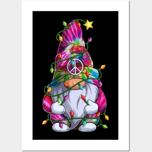 Cute Tie Dye Gnome Christmas Lights Xmas Gnome Lover Posters and Art